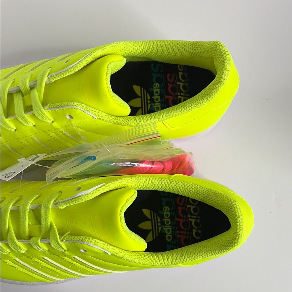 Adidas NEW Neon Yellow Low-Top Superstar Sneakers FY2744 - Picture 3 of 8